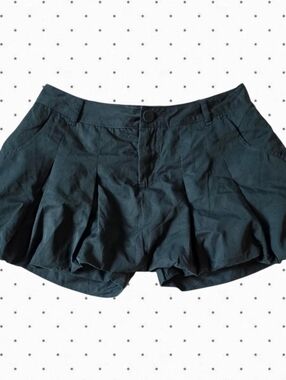 Japanese Brand pleated Dark green bubble skirt with shorts